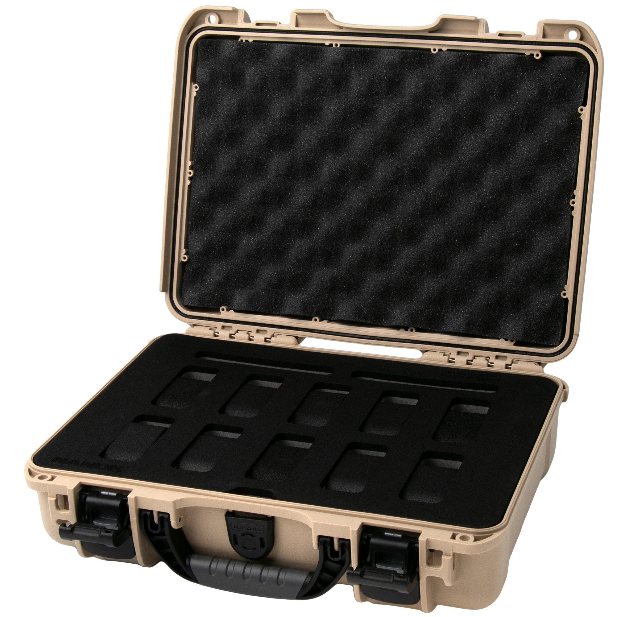Nanuk 910 case with foam inserts for 10 watches, sand