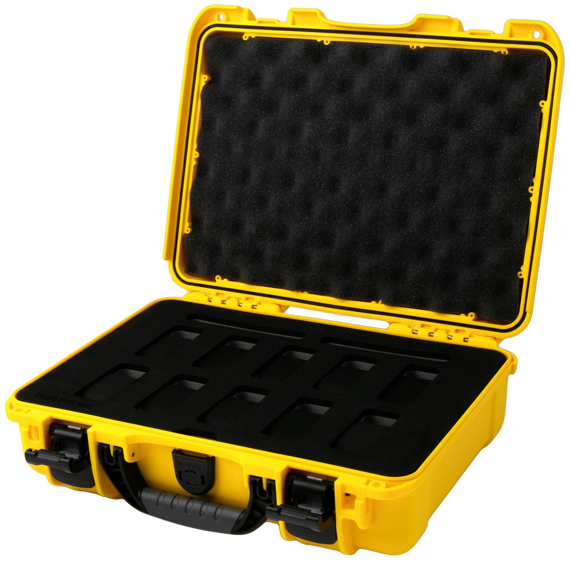 Nanuk 910 case with foam inserts for 10 watches, yellow