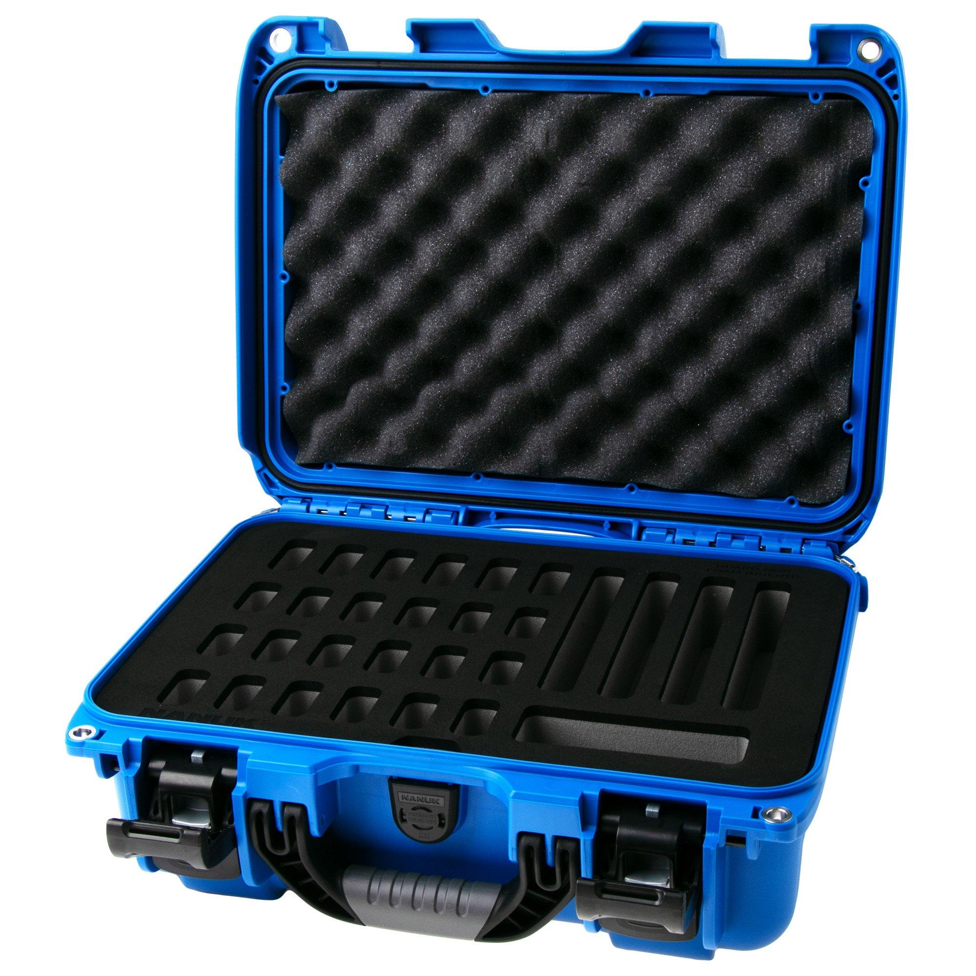 Nanuk 915 case with foam inserts for 28 knives, blue
