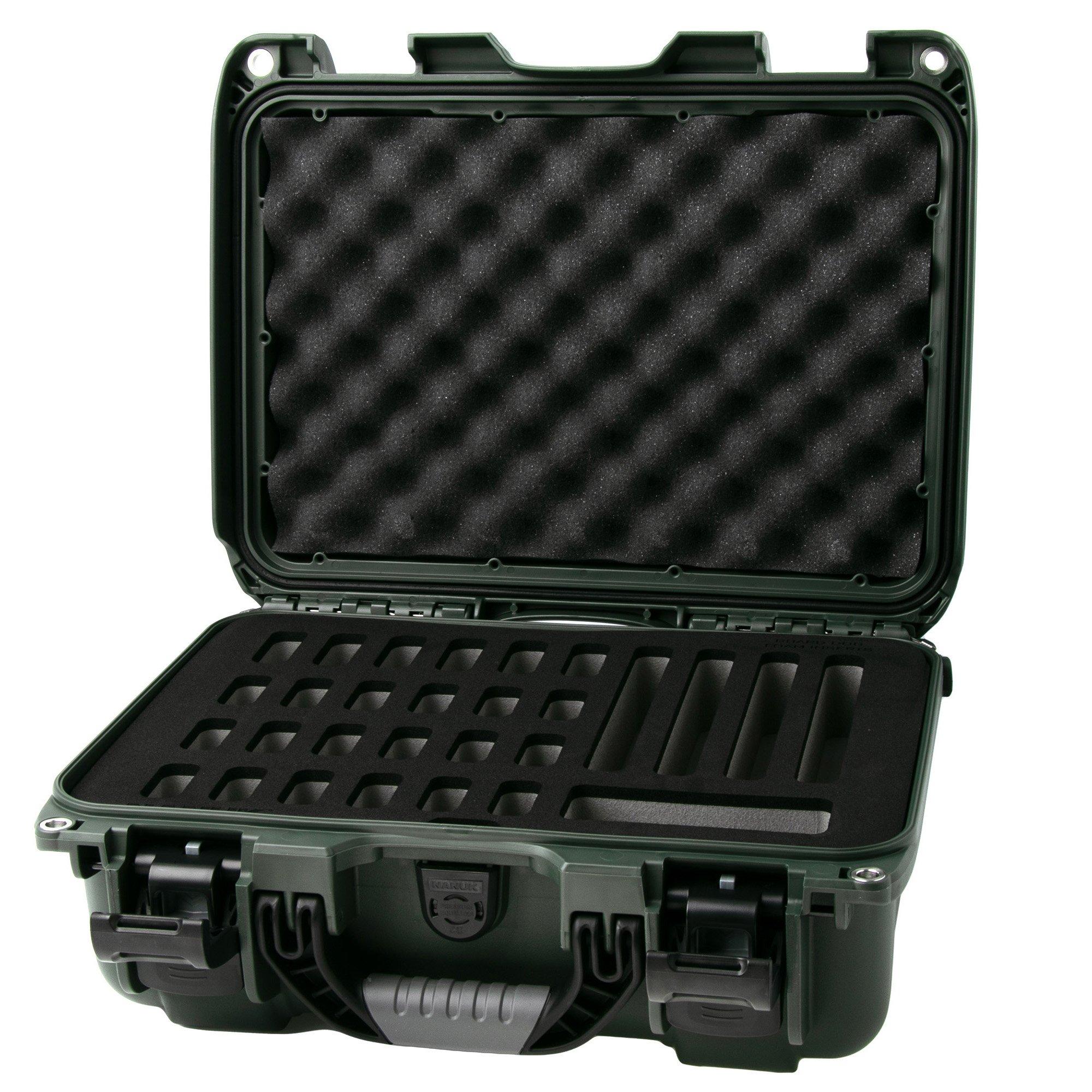 Nanuk 915 case with foam inserts for 28 knives, olive green