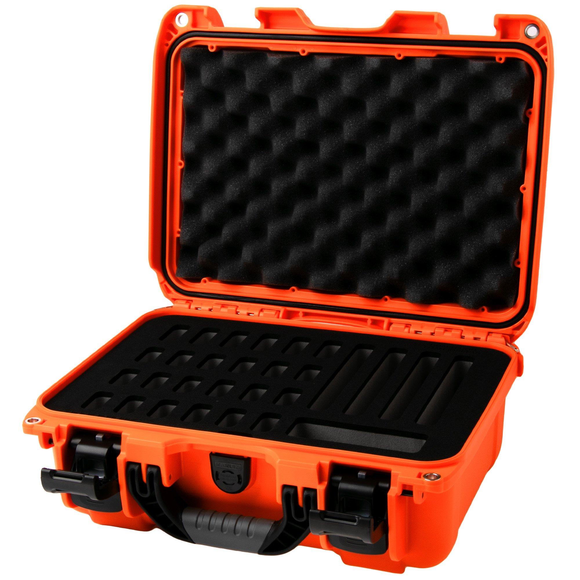 Nanuk 915 case with foam inserts for 28 knives, orange