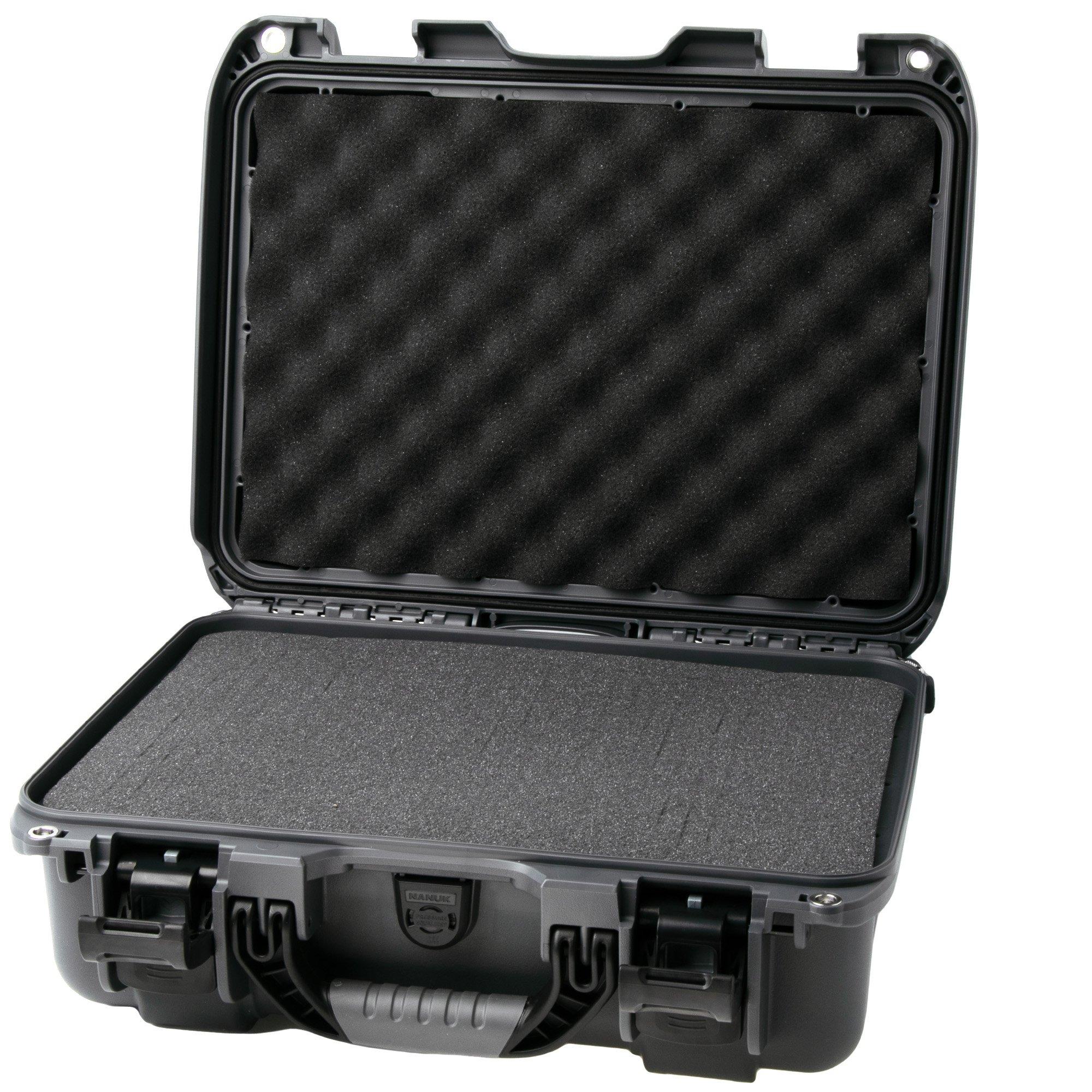 Nanuk 920 case containing moulded foam, graphite