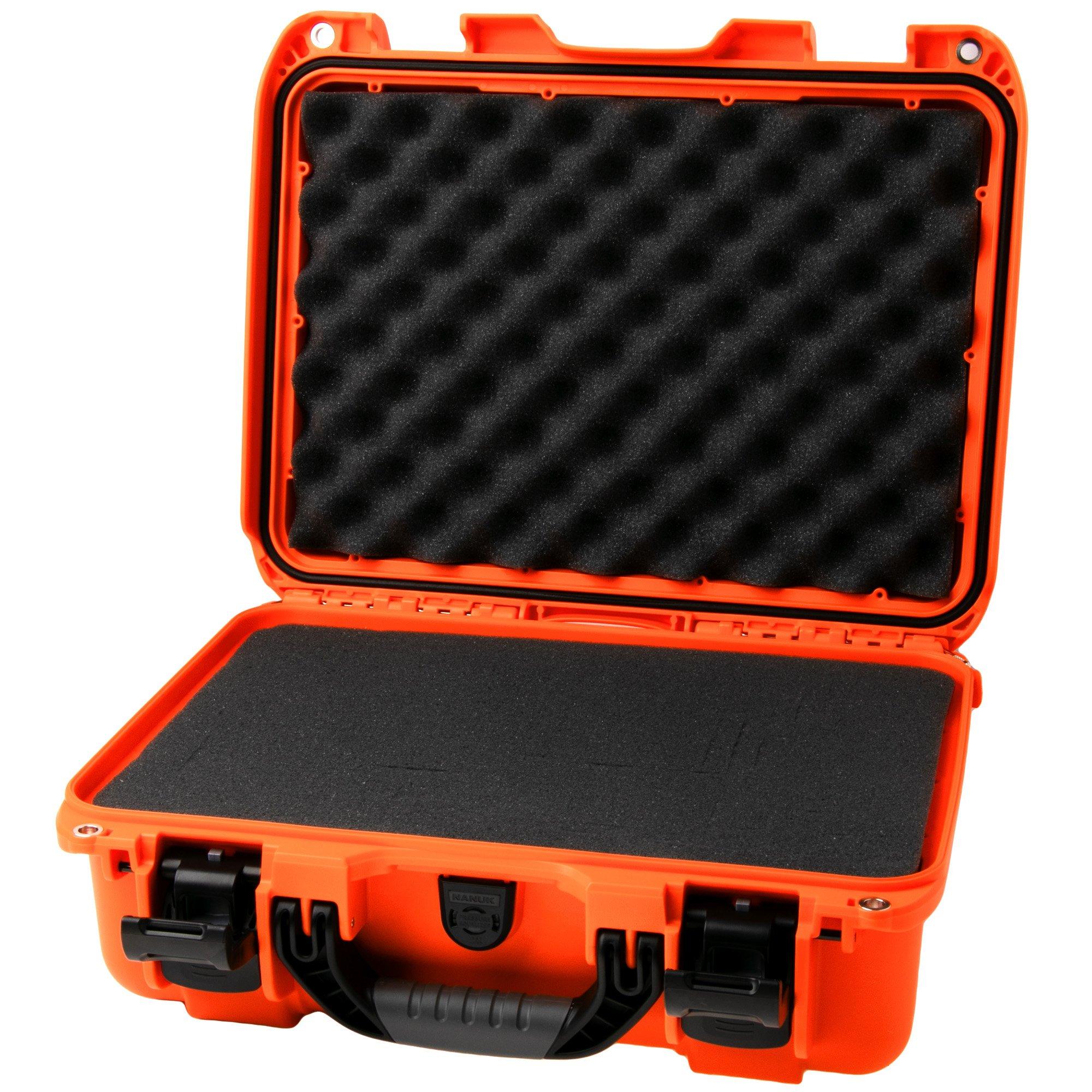 Nanuk 920 case containing moulded foam, orange