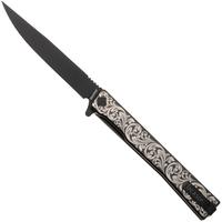 Afbeelding voor Ocaso Solstice 10ESB Black CPM S35VN, Scroll Engraved Black Titanium, zakmes, Andrew Demko design