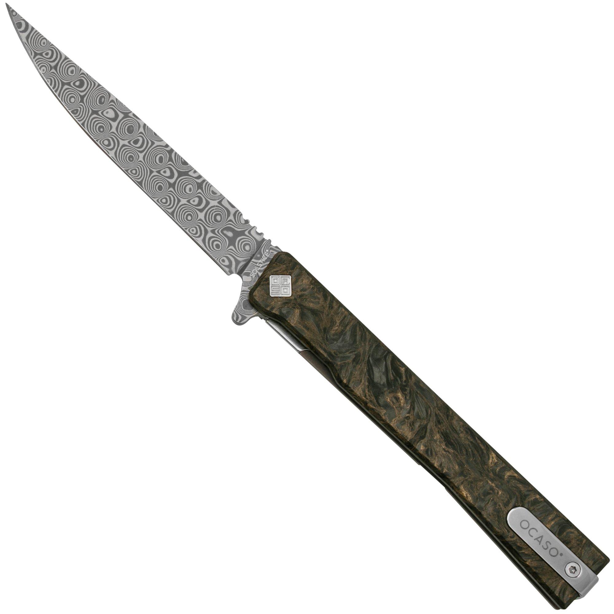 Nóż składany Ocaso Solstice Damascus 10IFG Fat Carbon Dark Matter Bronze