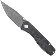Ocaso Delos 12IBL Damascus Steel, Dark Matter Blue Fatcarbon, zakmes, Kurt Merriken design