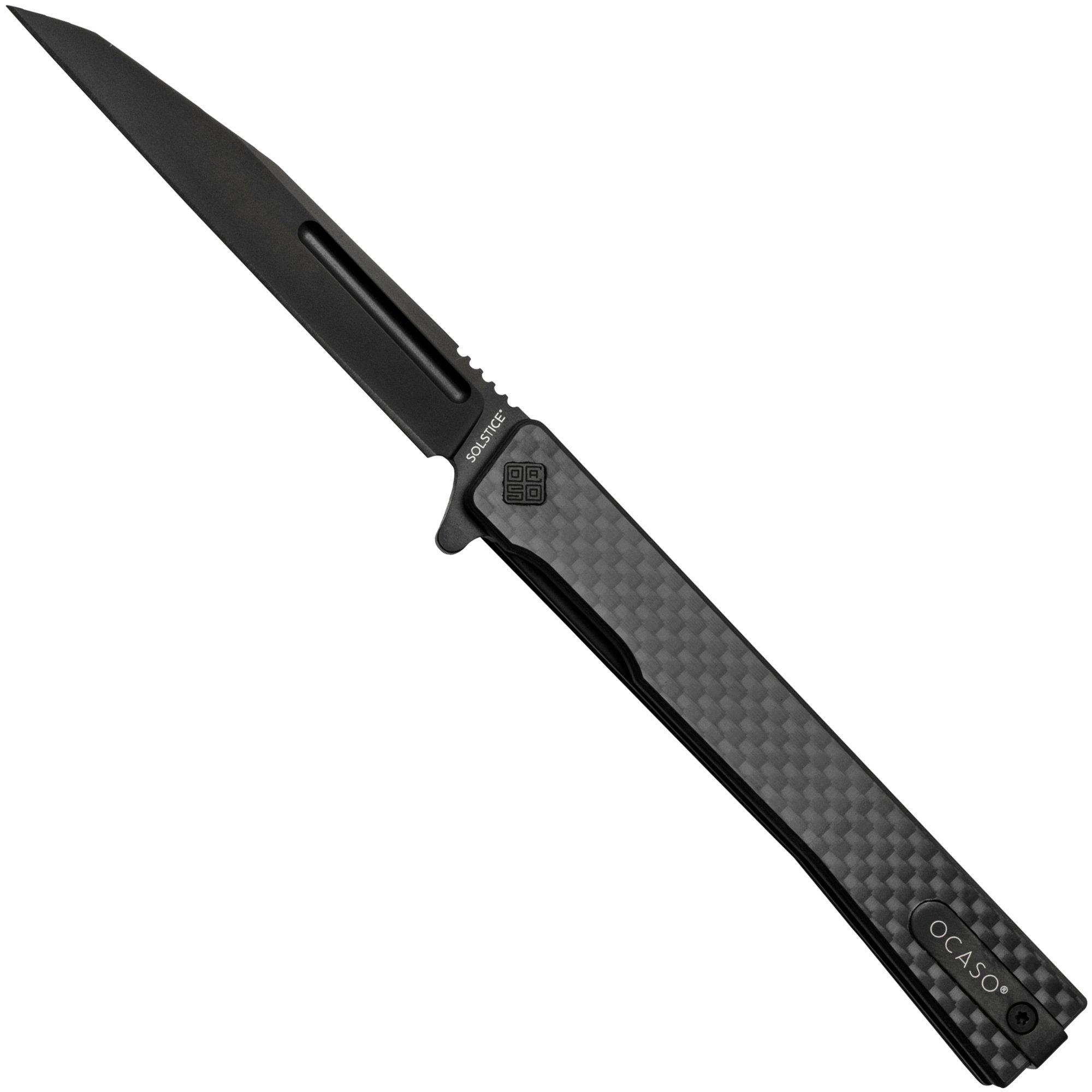 Ocaso Solstice 8WFB, S35VN Wharncliffe Black Carbon, Taschenmesser