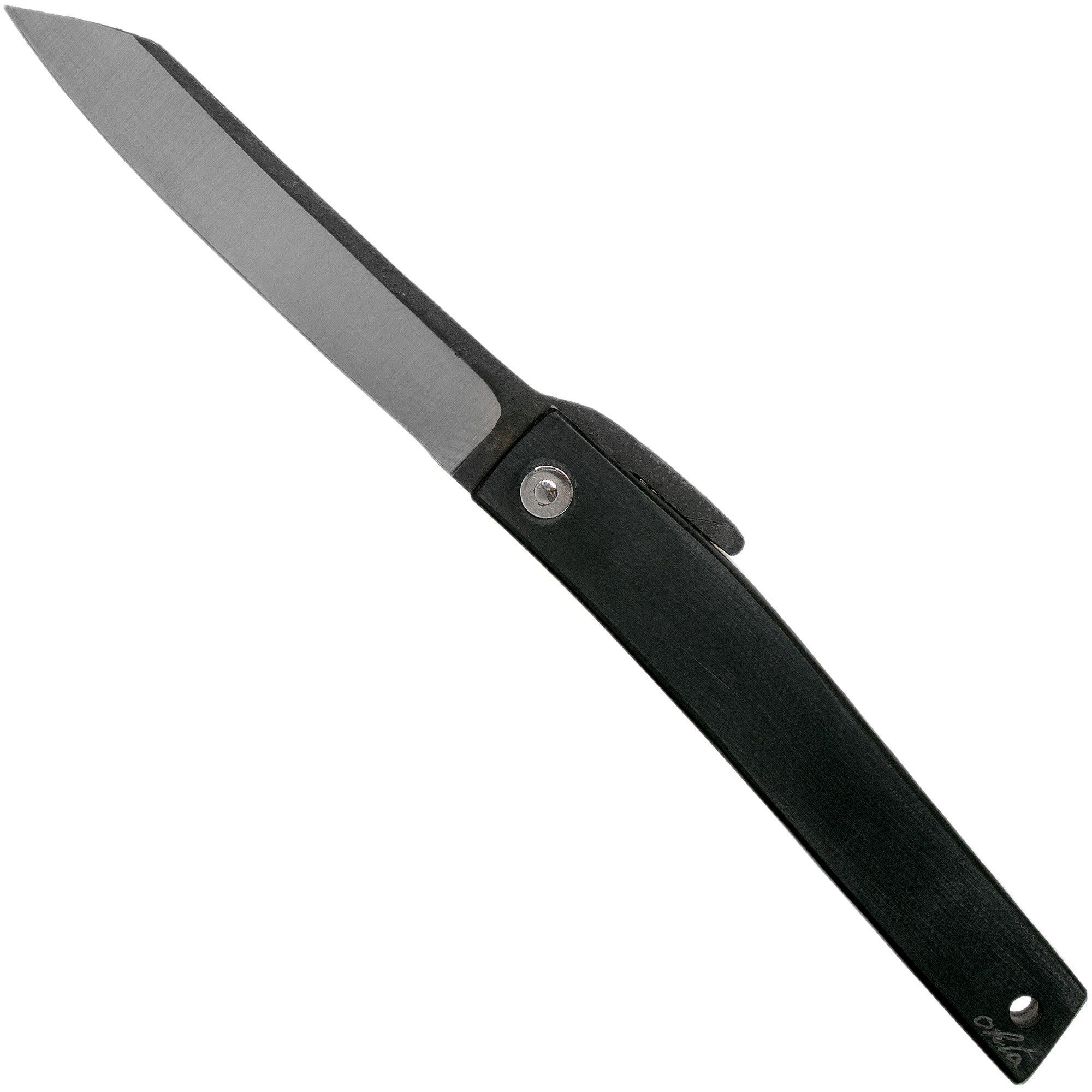 Ohta FK9 Higonokami Taschenmesser, Black Canvas Micarta