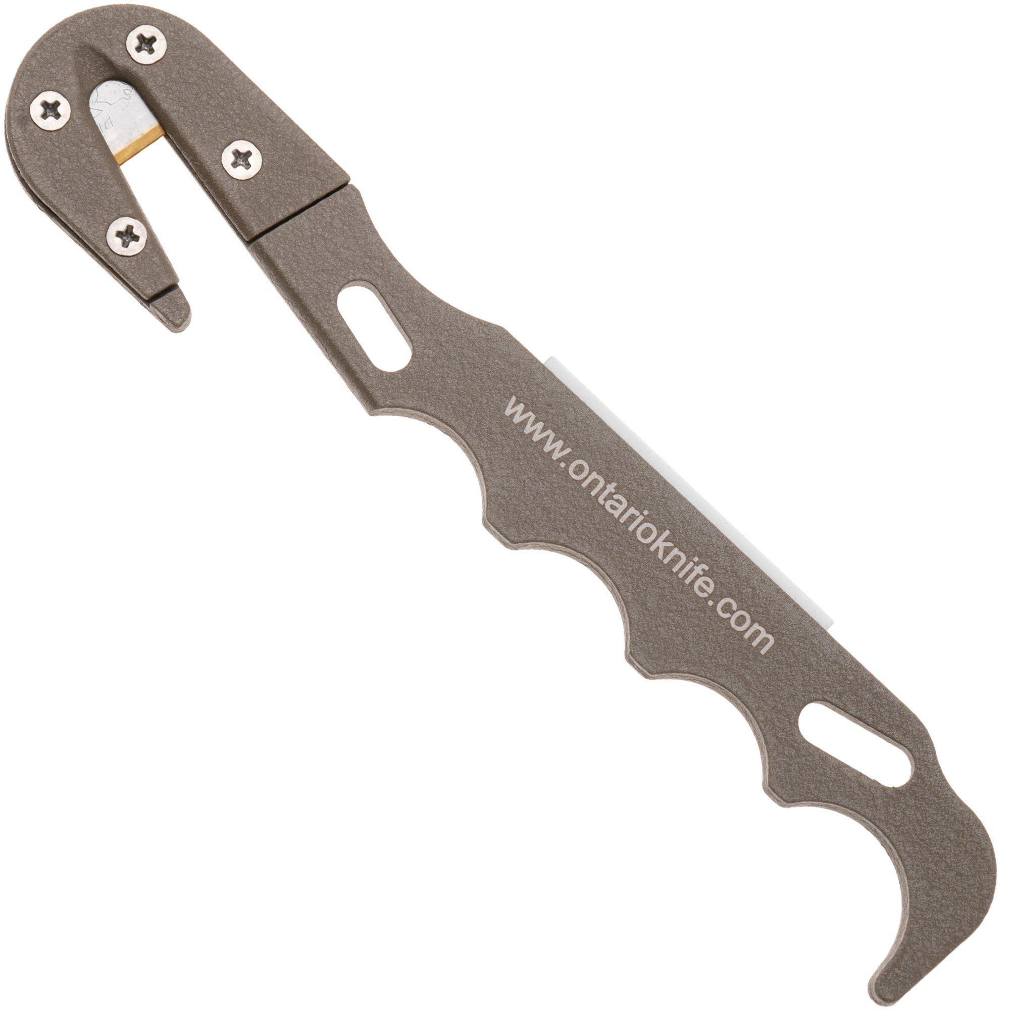 Ontario Model 1 Strap Cutter 1421CB Coyote Brown, gancho de corte