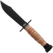 Afbeelding voor Ontario Air force One Survival Knife 1499 Black 1095, Sawback, Leather, Survivalmes