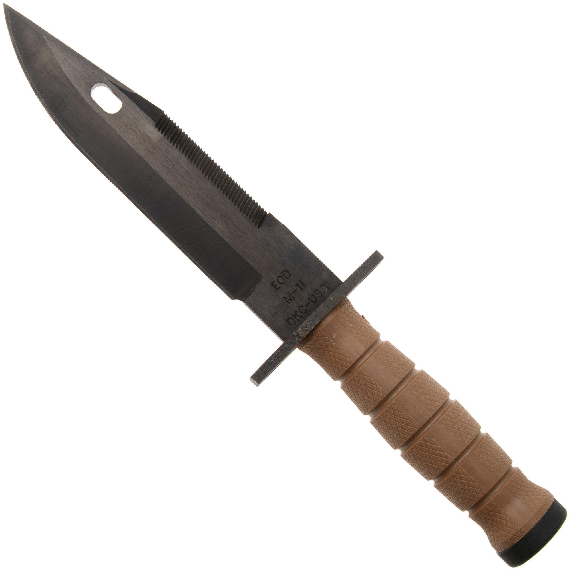 Ontario M11 EOD Bayonet 1982 Black 420, Sawback, Tan Modified Kraton, baioneta
