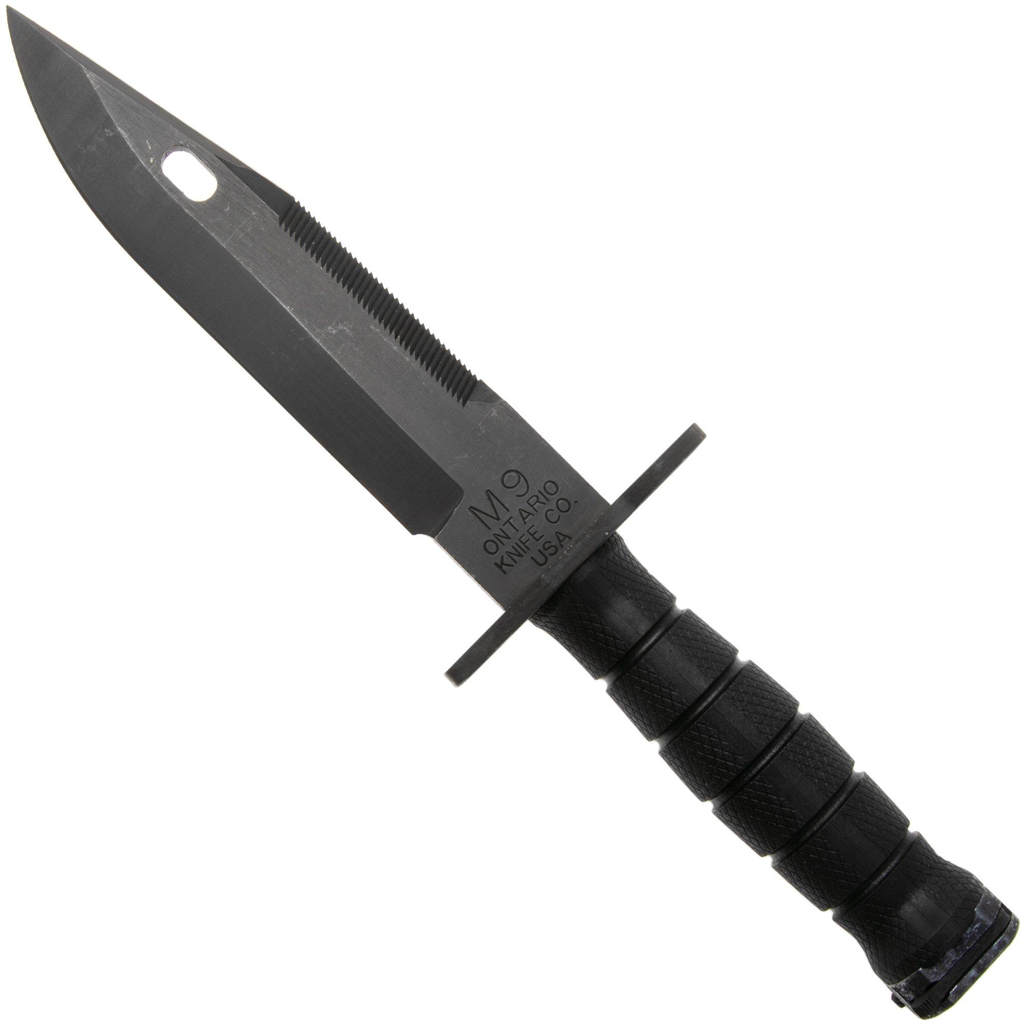 Ontario M-9 Combat Bayonet 6143GOV Black 420 Sawback, Black Modified Kranton, bayonet