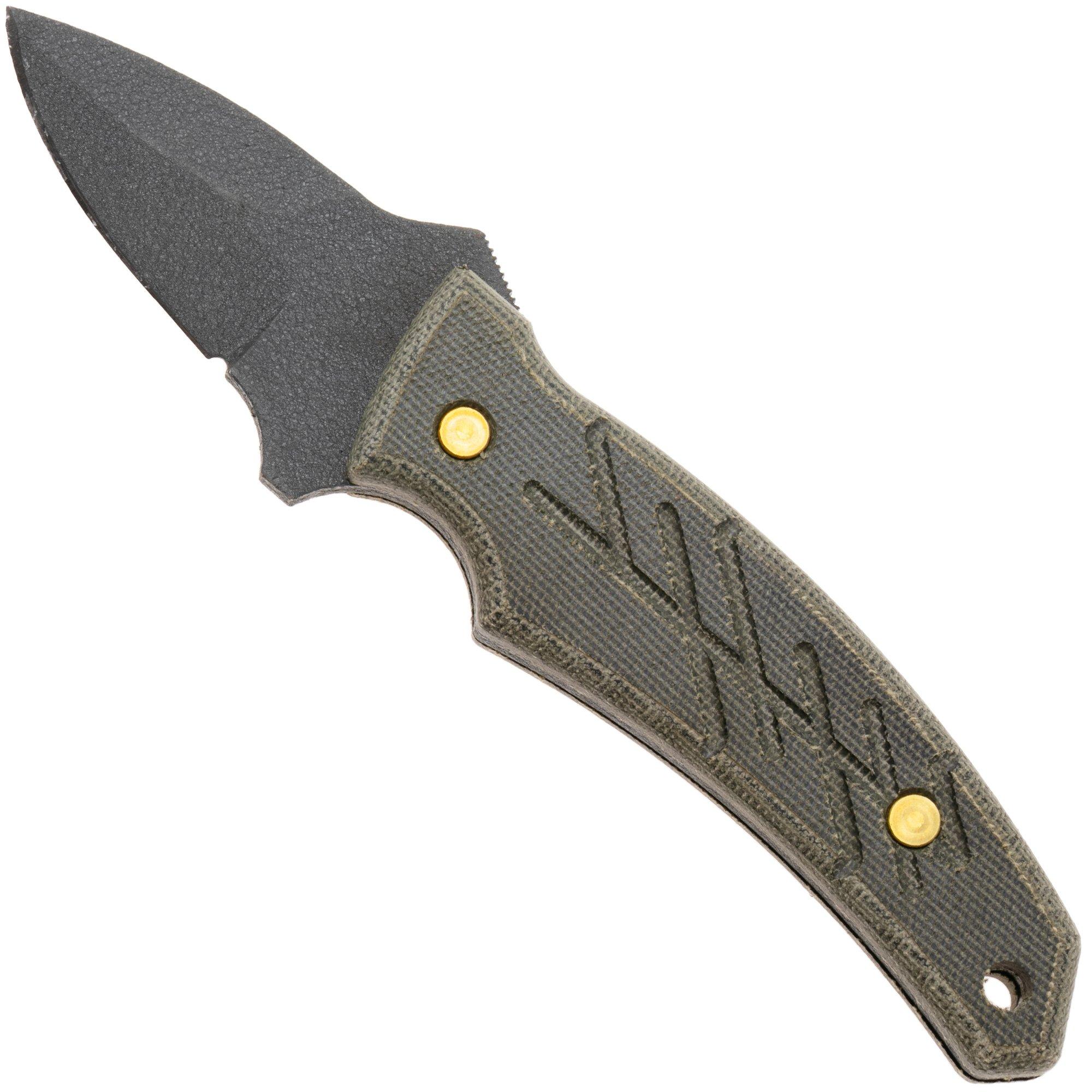 Ontario Nona 8743M Black 420, Green Micarta, fixed knife