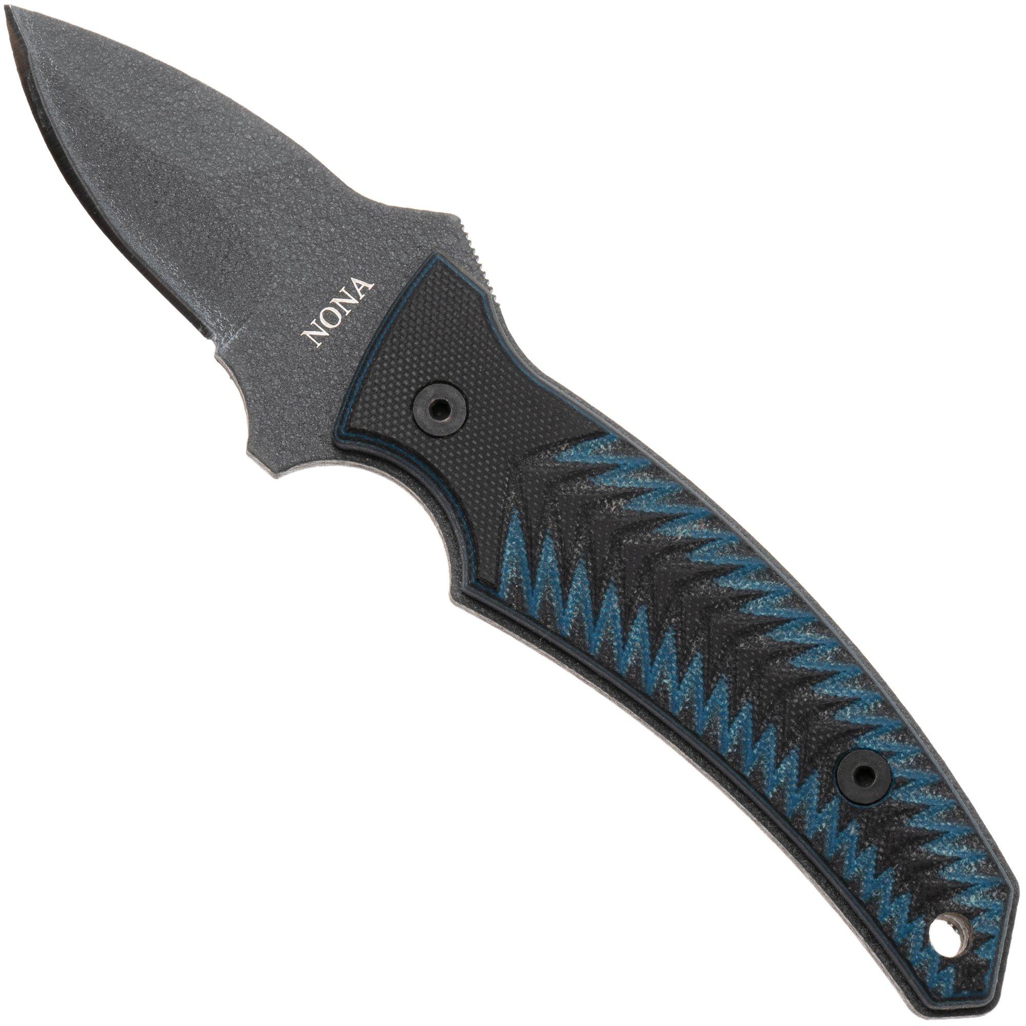 Ontario Nona 8743 Black 420, Black and Blue Micarta, fixed knife
