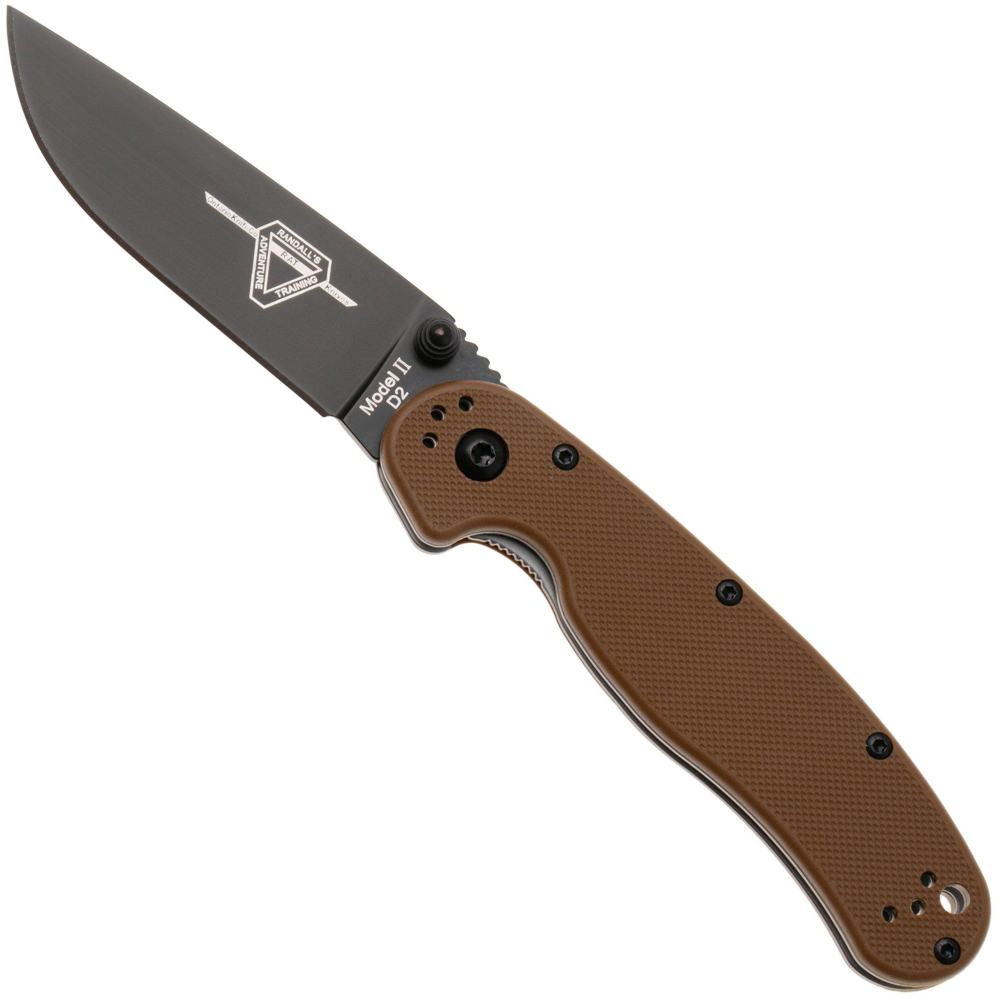 Ontario RAT-2 8830CB Black D2, Coyote Brown, pocket knife