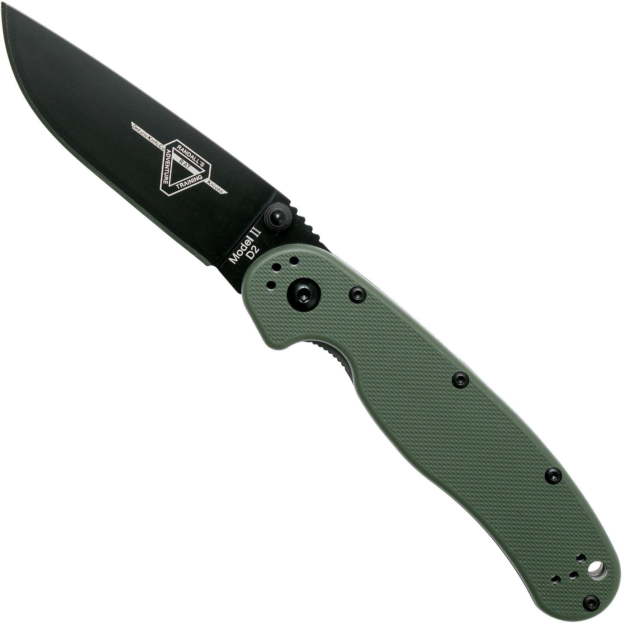 Nóż Ontario RAT-2 D2 od zielony, plain edge black, 8830OD