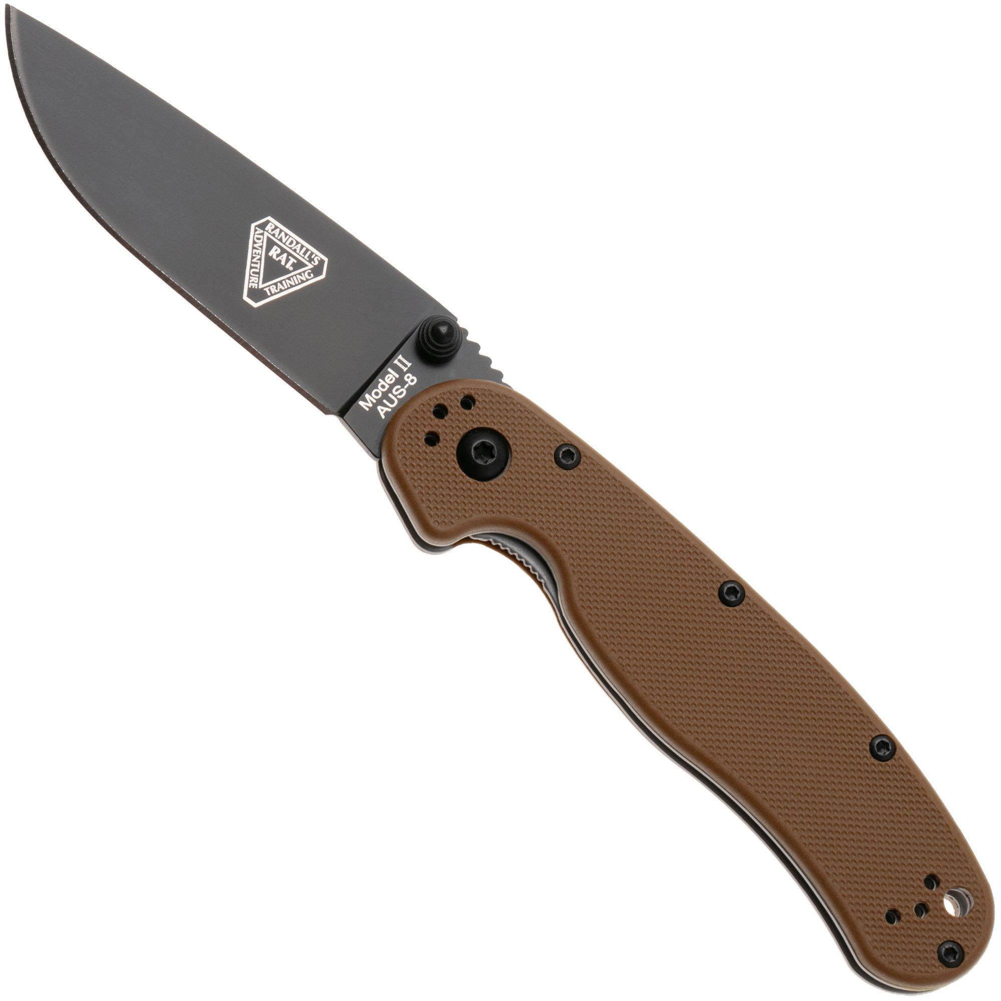 Ontario RAT-2 8861CB Black AUS8, Coyote Brown FRN, pocket knife