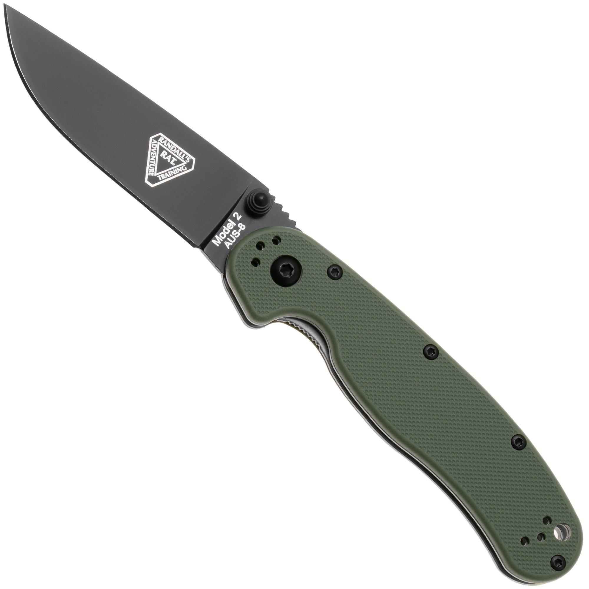 Ontario RAT-2 8861OD Black AUS8, OD Green FRN, pocket knife