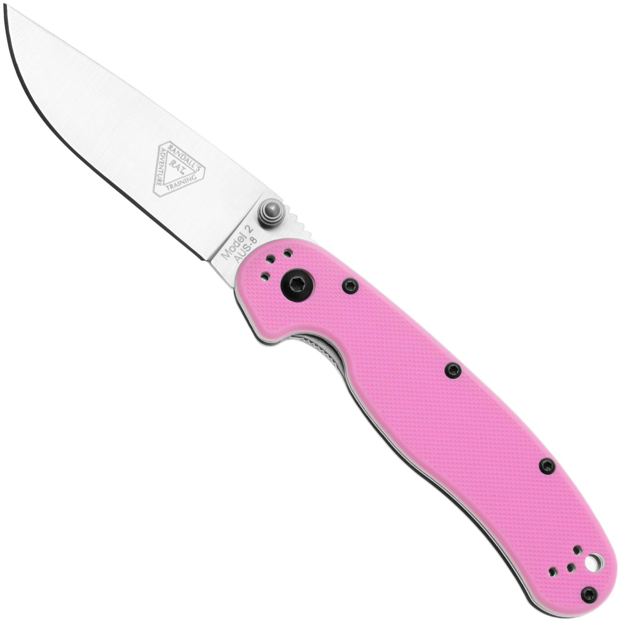 Ontario RAT-2 8862 Satin AUS8, Pink FRN, pocket knife
