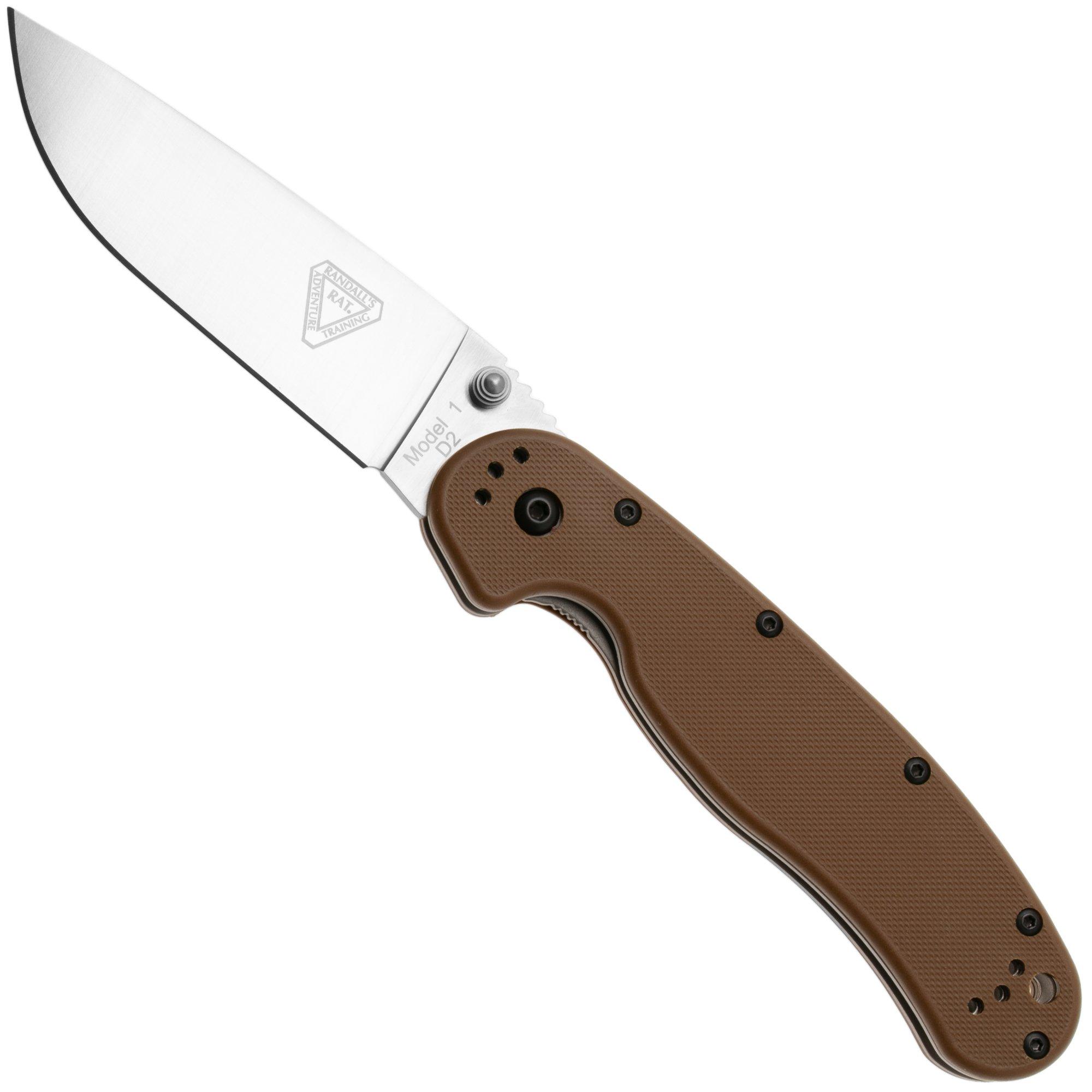 Ontario RAT-1 8867CB Satin D2, Coyote Brown, pocket knife