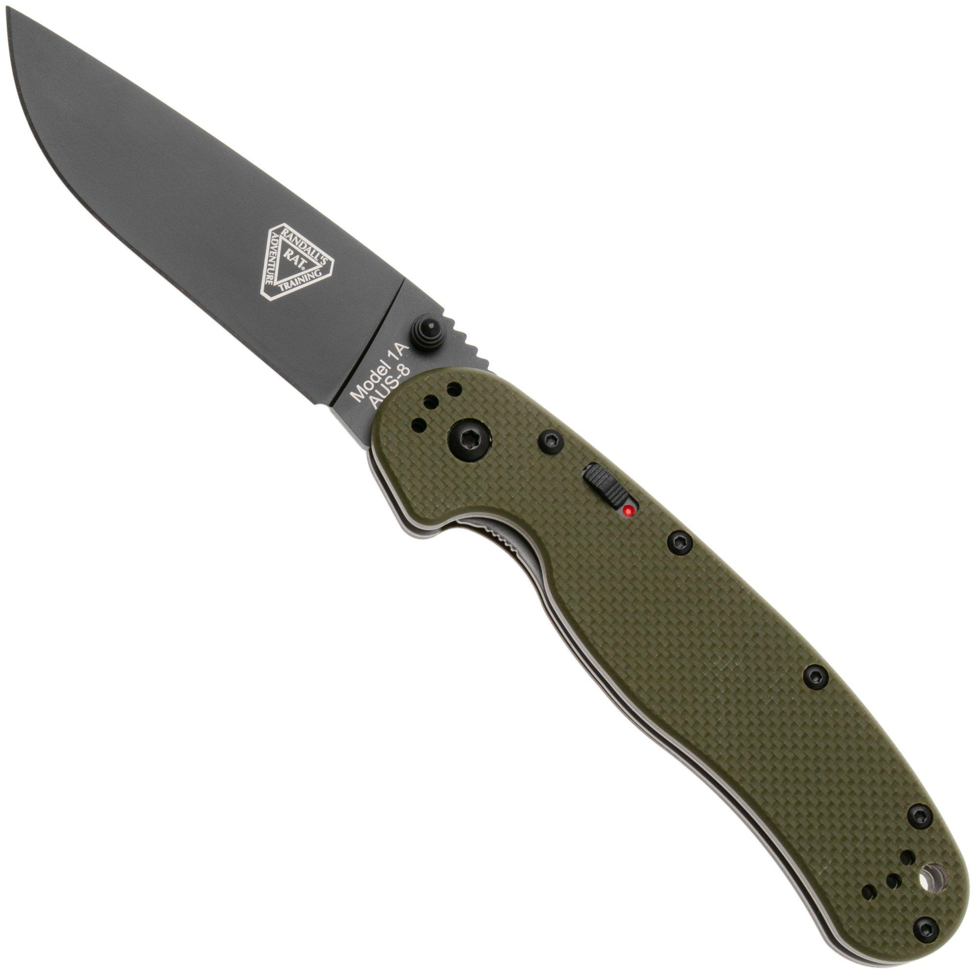 Ontario RAT-1A 8871OD Assisted, Black AUS8, OD Green, pocket knife