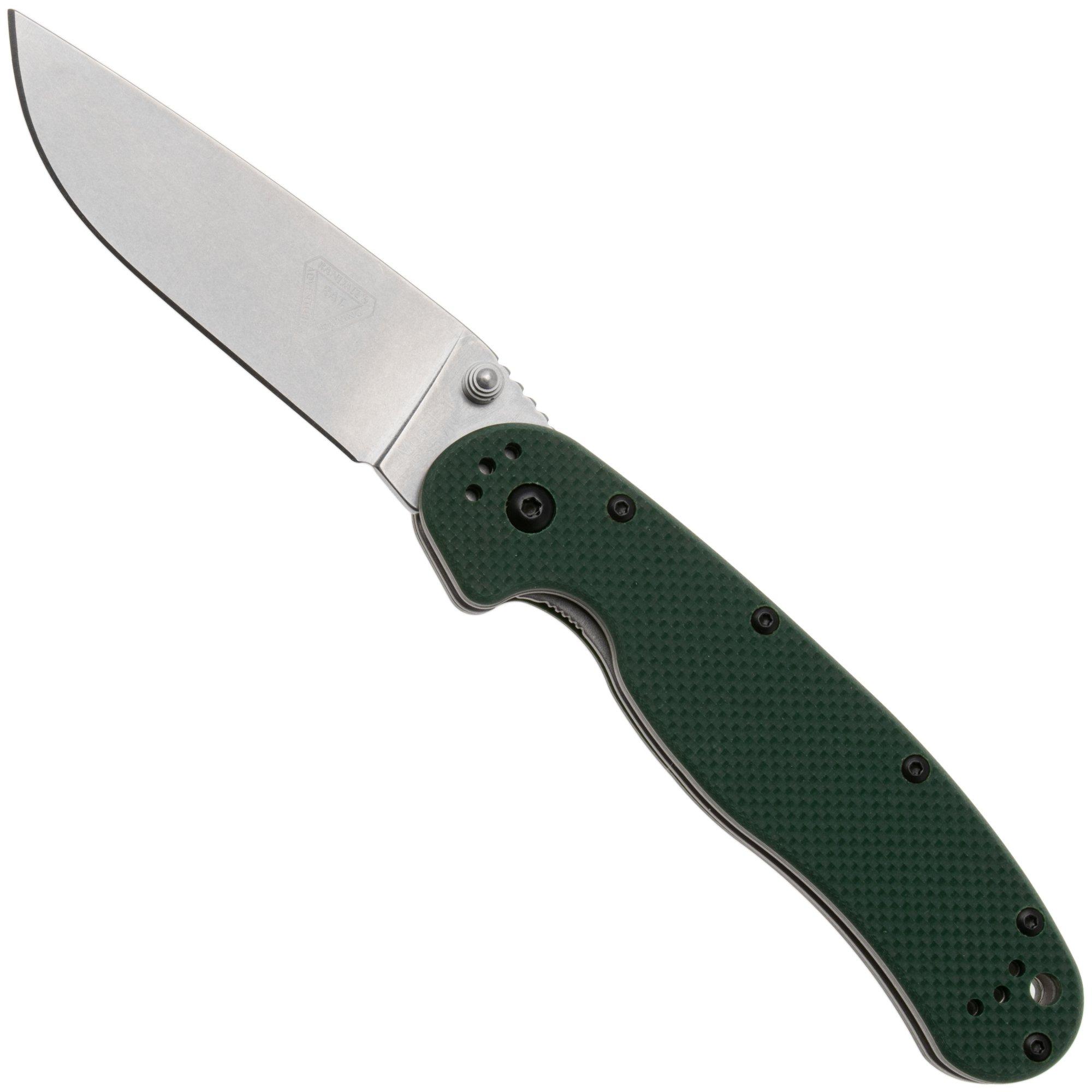 Ontario RAT-1 8992 S35VN Stonewashed, Forest Green G10, pocket knife