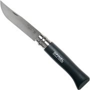 Opinel pocket knife No. 08RV Black, stainless steel, blade length 8.5 cm