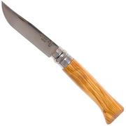 Opinel pocket knife No. 8 Luxury Range, stainless steel, olive wood