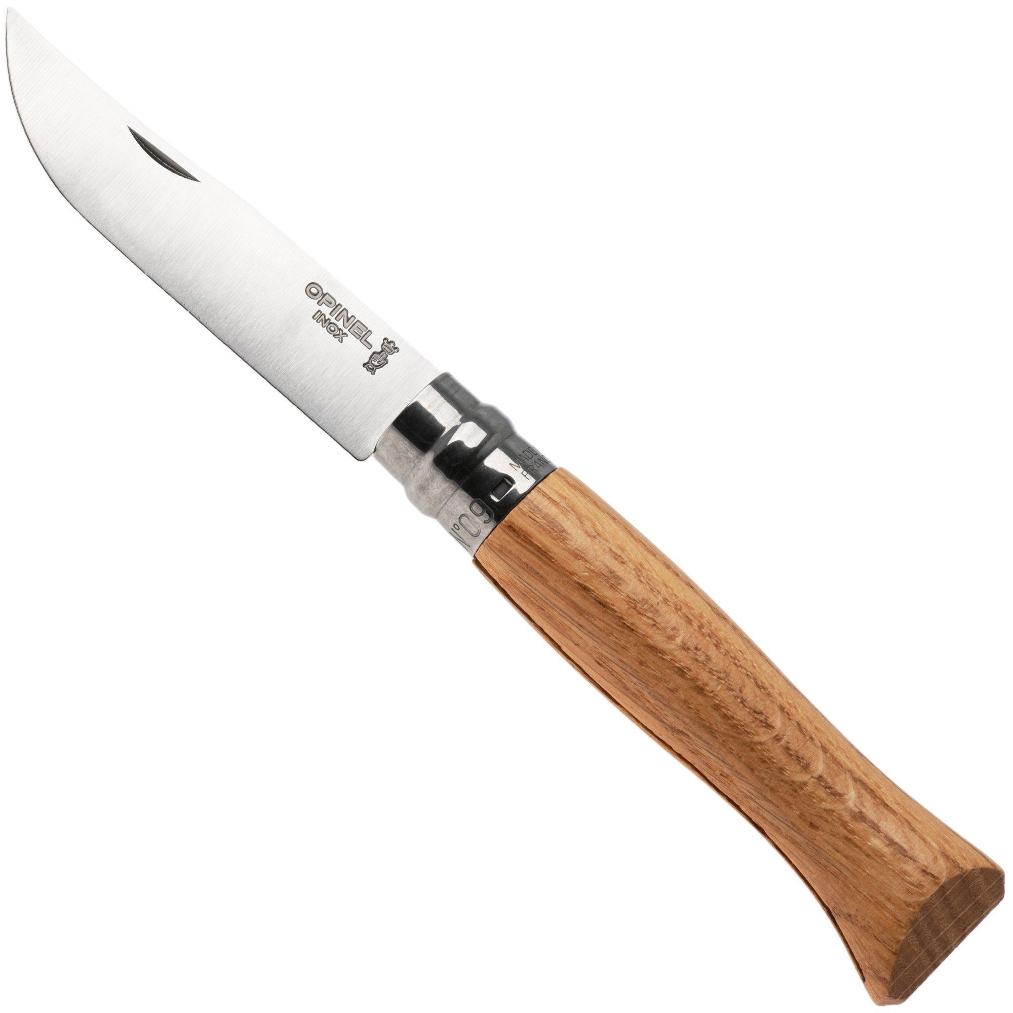 Opinel No. 09, 002424, Satin Stainless Steel, Oak Wood, Taschenmesser
