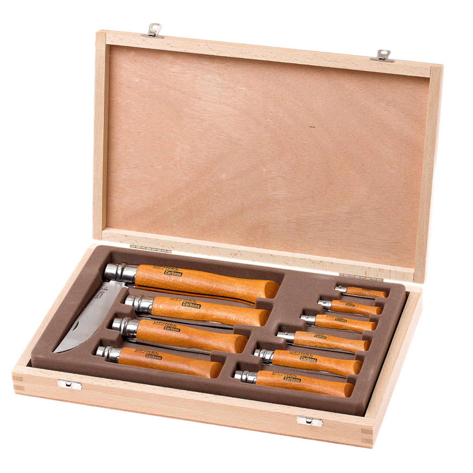Opinel Set Taschenmesser 10-teilig, Kohlenstoffstahl