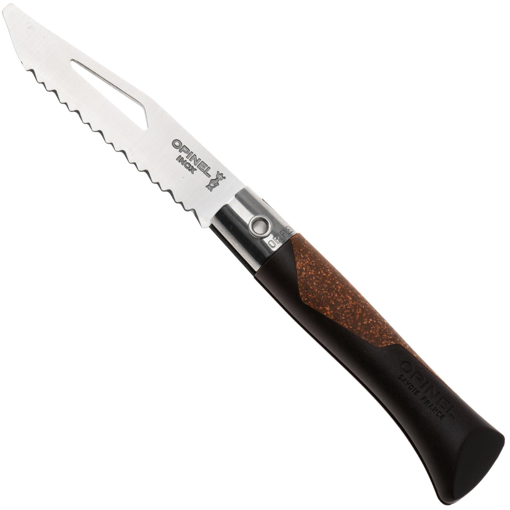 Opinel Néo7 Alpine 3240, Made For The Elements, Satin Stainless Steel, Dark Brown Polypropylene, Cork Inlay, serrated zakmes