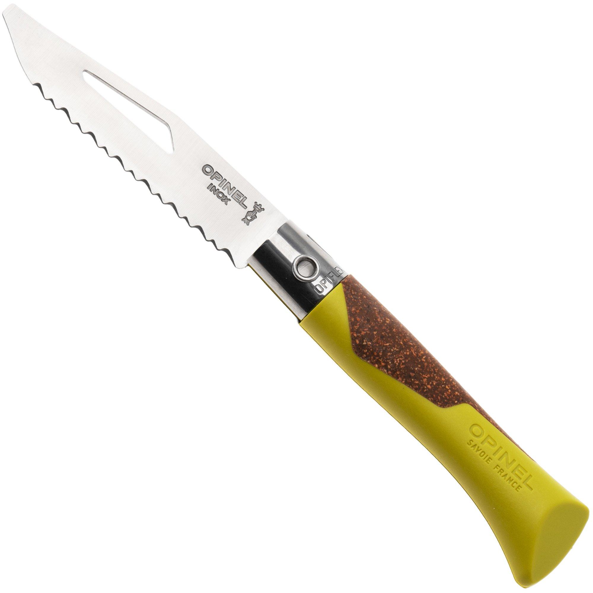 Opinel Néo7 Alpine 3241, Made For The Elements, Satin Stainless Steel, Linden Yellow Polypropylene, Cork Inlay, serrated zakmes