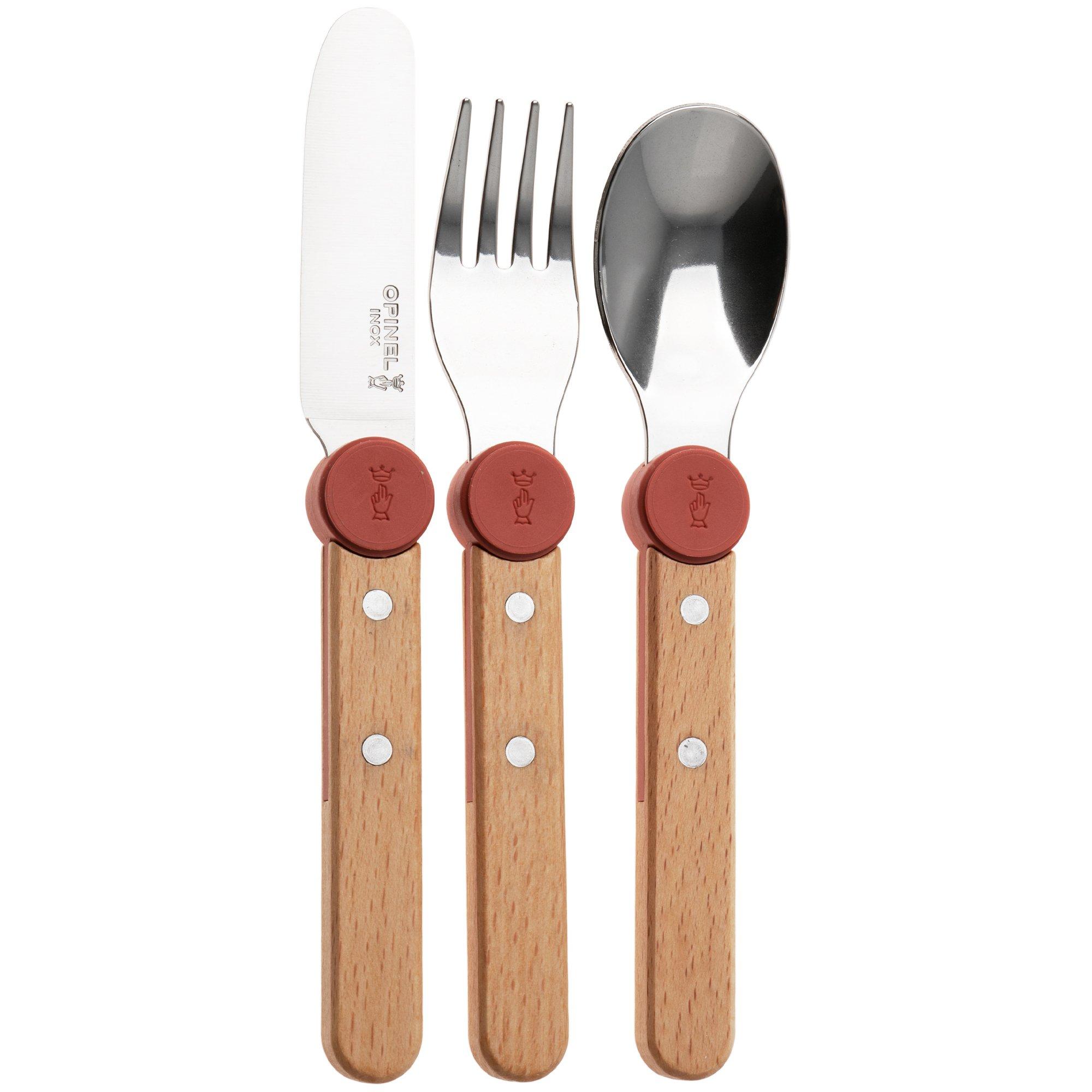 Zestaw sztućców dla dzieci Opinel Le Petit Gourmet 3256 Coral Red, 3-częściowy