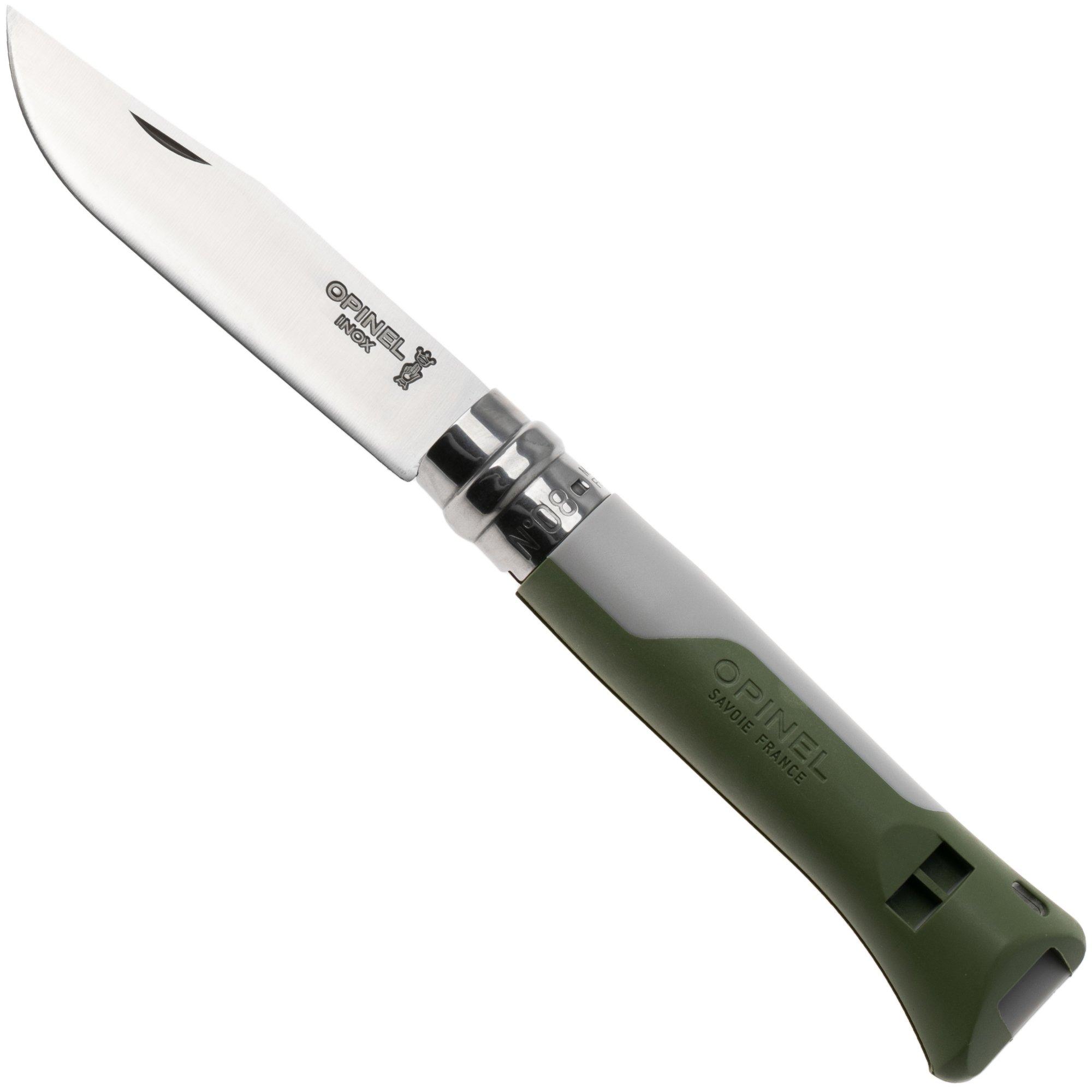 Opinel No. 08 Horizon 3304, Made For The Elements, Satin Stainless Steel, Pebble Grey / Khaki Polyamide zakmes