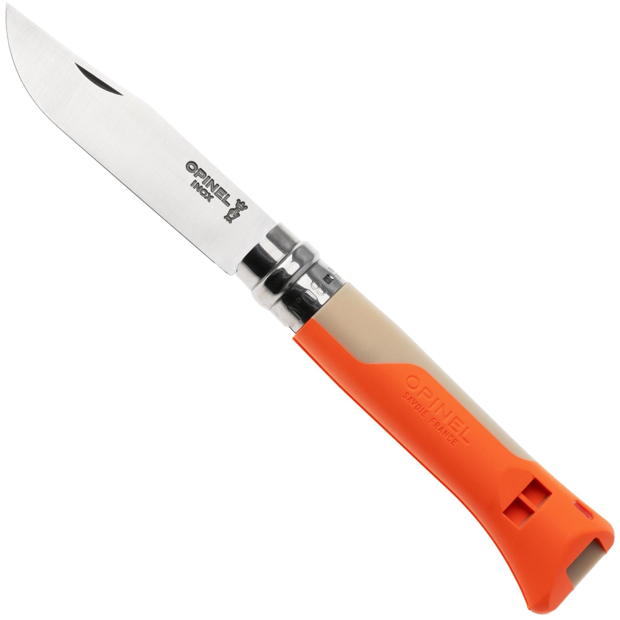 Opinel No. 08 Horizon 3305, Made For The Elements, Satin Stainless Steel, Orange / Sand Polyamide, couteau de poche