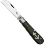 Otter Anchor Knife 171 ML Small Carbon, Smoked Oak, Stainless Anchor, couteau de poche