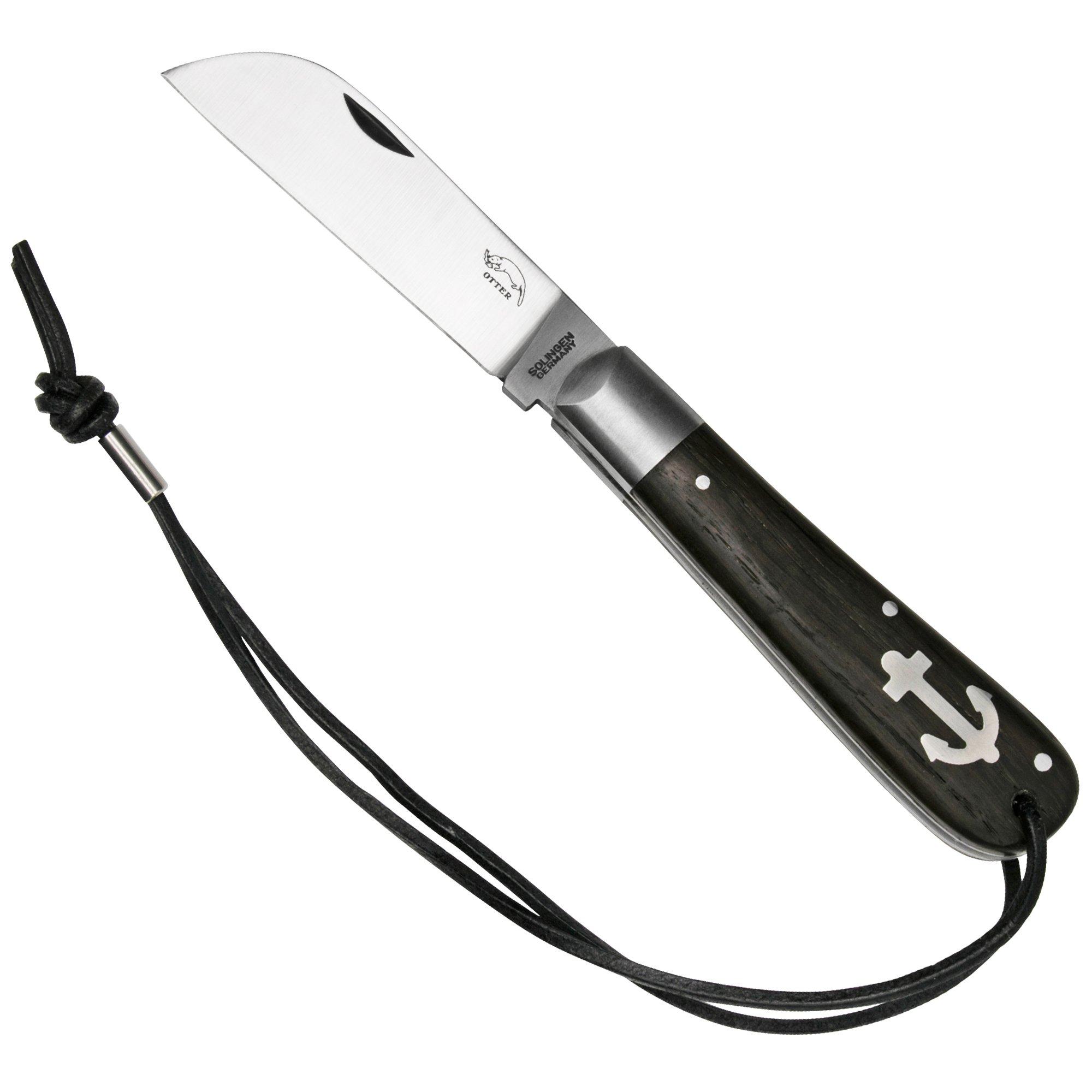 Otter Ankermesser 172 LB Large Carbon, Smoked Oak, Stainless Anchor, Leather Strap, Taschenmesser
