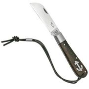 Otter Anchor knife 172 R LB Large Stainless, Smoked Oak, Stainless Anchor, Leather Strap, zakmes
