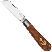 Otter Anchor Knife 173 R Large Stainless, Sapeli, Brass Anchor, pocket knife
