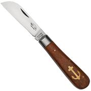 Otter Anchor Knife 173 R Small Stainless, Sapeli, Brass Anchor, pocket knife