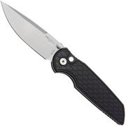 Pro-Tech TR-3 Integrity 2025-SHOT-INT1, Stonewashed S35VN, Reptile Black Aluminum, Gold Lip Pearl Button, coltello da tasca