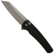 Pro-Tech Malibu 5205 Stonewashed 20CV Reverse Tanto, Black Textured Aluminum pocket knife