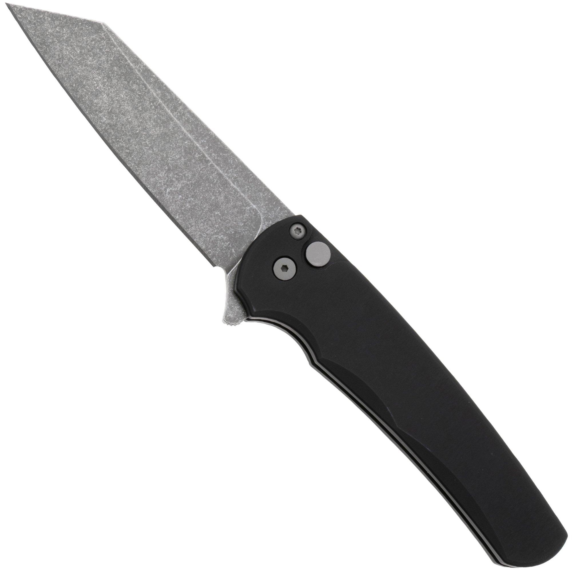 Pro-Tech Malibu 5401-AW, Acid Wash MagnaCut Reverse Tanto, Black Aluminum, Blasted Hardware pocket knife