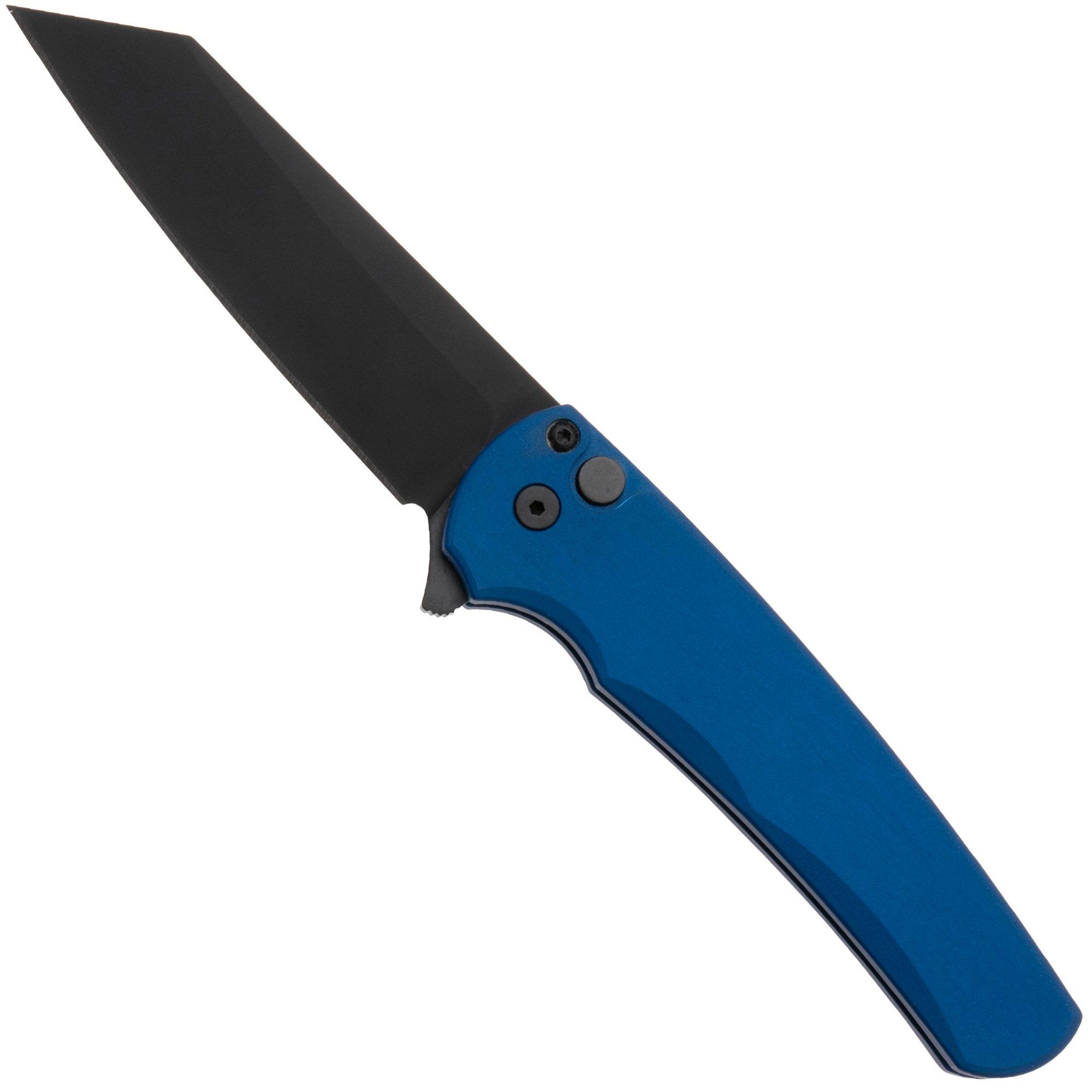 Pro-Tech Malibu 5403-BLUE, DLC MagnaCut Reverse Tanto, Blue Aluminum, Black Hardware couteau de poche