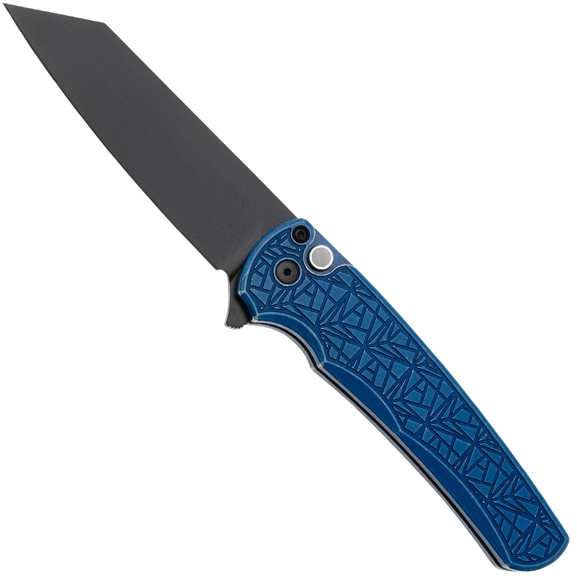 Nóż składany Pro-Tech Malibu 5406-BW-BL-NEXUS, DLC CPM MagnaCut, Reverse Tanto, Battleworn Blue Aluminum