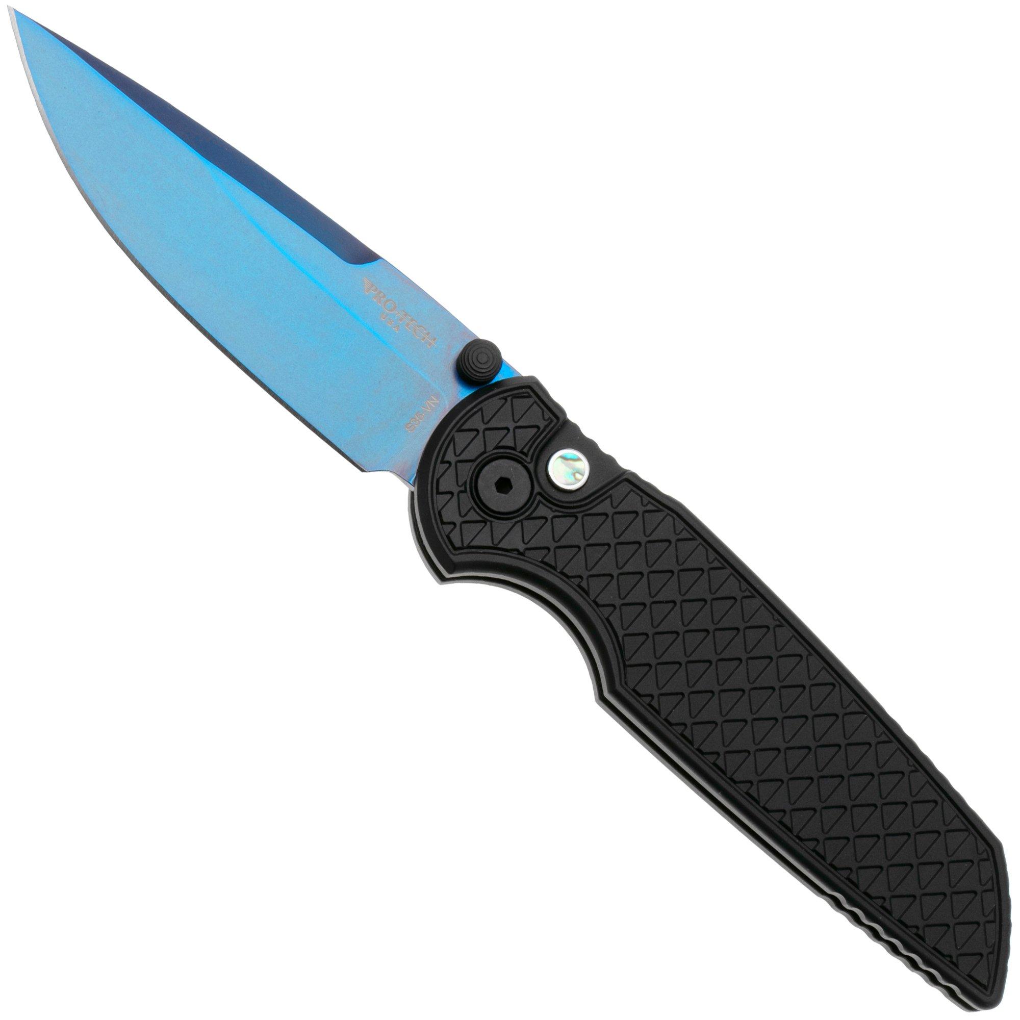 Pro-Tech TR-3 Integrity INT106-SB, Sapphire Blue PVD S35VN, Black Relic Aluminum, pocket knife