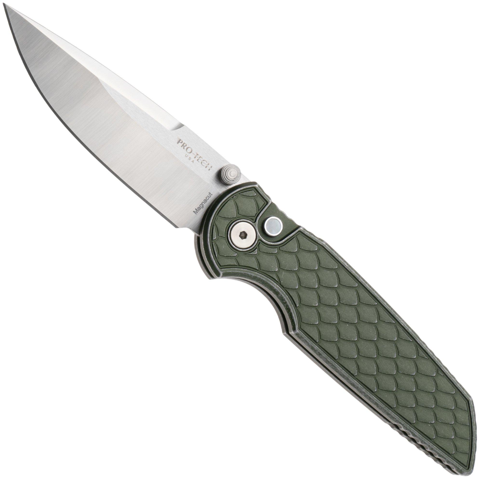 Pro-Tech TR-3 Integrity INT1105-LTD-BW-GR, Satin CPM MagnaCut, Green Battleworn Reptile Textured Aluminum, zakmes