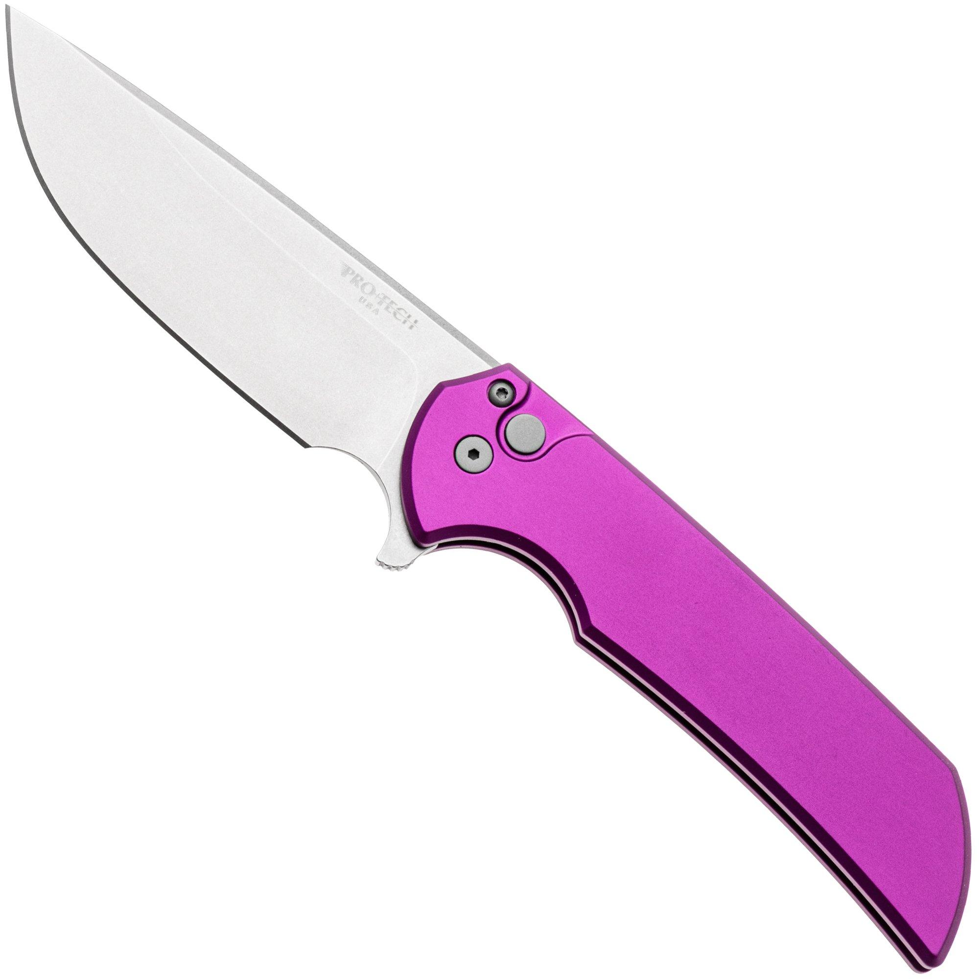Pro-Tech Mordax MX101, Stonewashed CPM MagnaCut, Solid Purple Aluminum zakmes