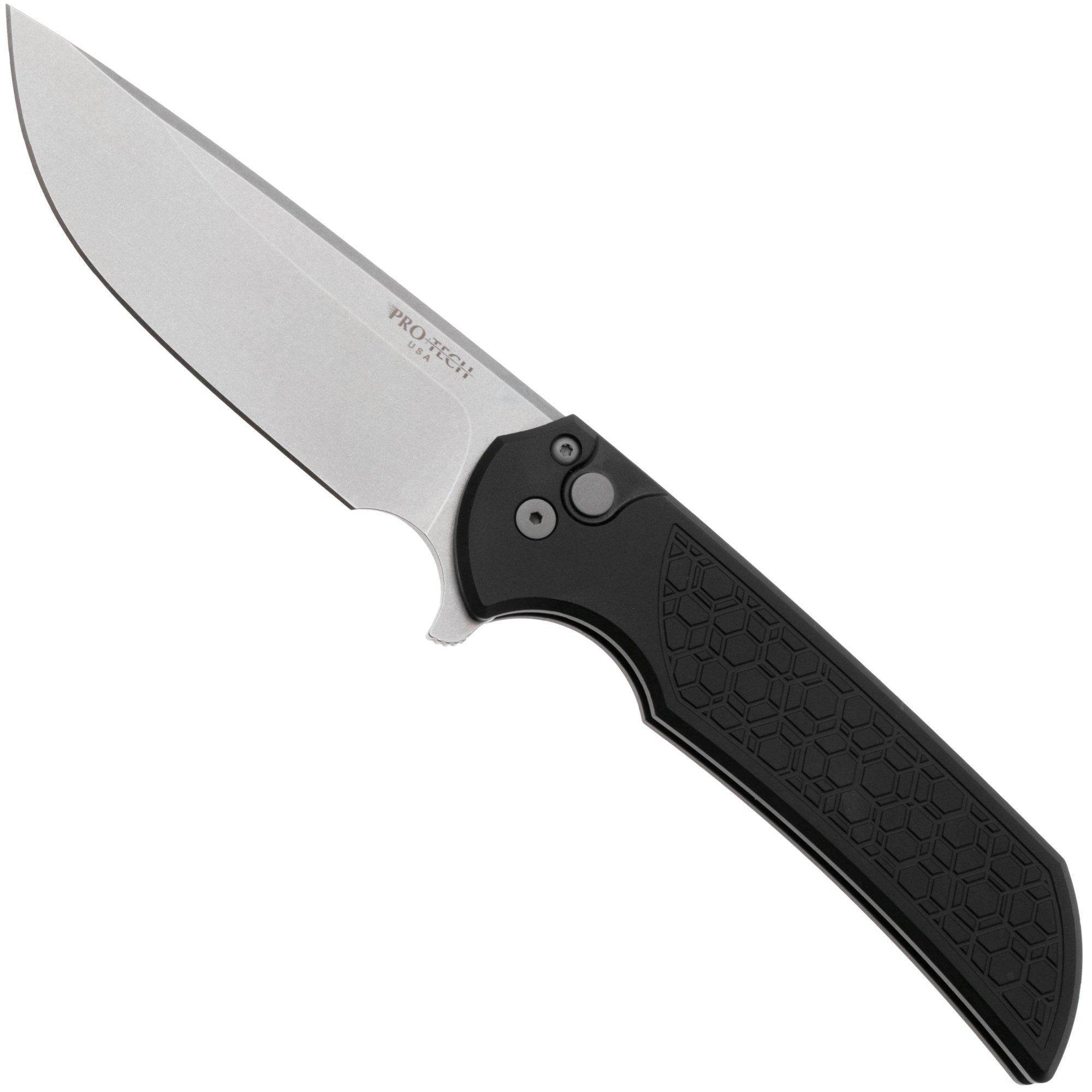 Pro-Tech Mordax MX105-GRIDLOCK, Stonewashed MagnaCut, Black Gridlock Textured Aluminum, pocket knife