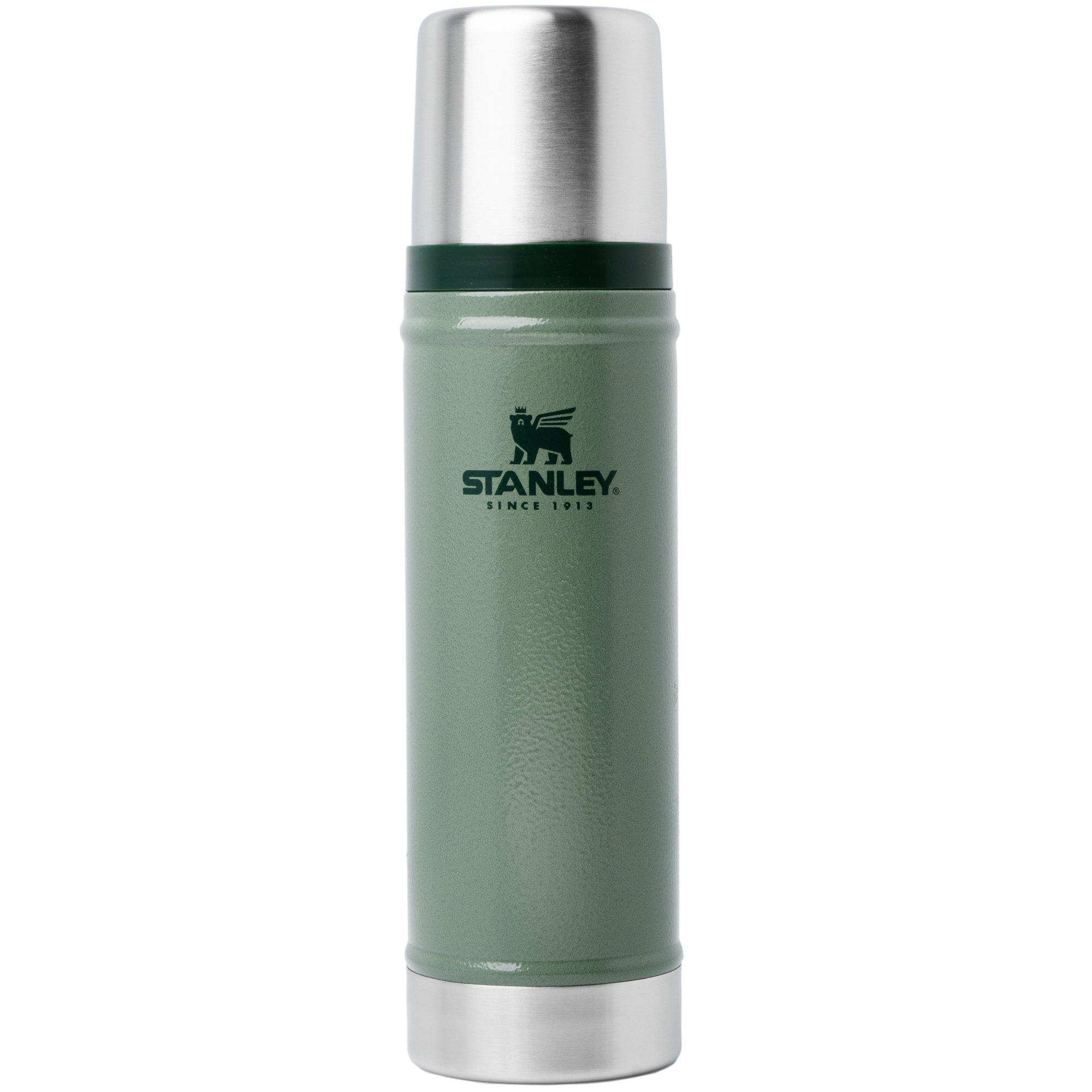 Stanley The Legendary Classic Bottle 20oz, Hammertone Green 10-11345-042 insulated bottle with pour-through stopper and cup, 590 ml